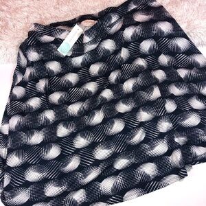 Renee C Blue Geometric Plus Skirt 2X